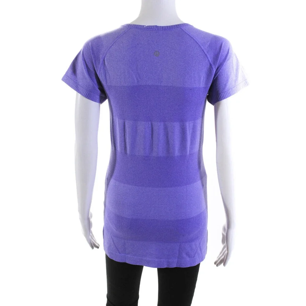 Lululemon Run Swiftly V Neck Short Sleeve Top Purple 8